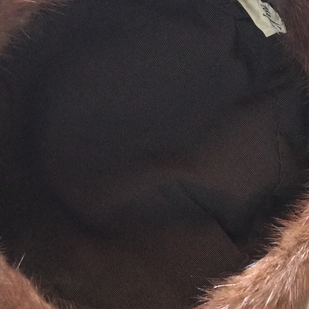 Vintage Brown Mink Fur Beret Hat 1960’s Designer Wedding Genuine Cap Warn Bride - Picture 7 of 15